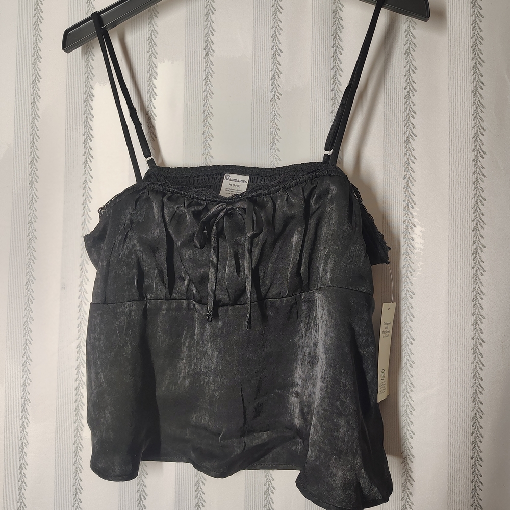 No Boundaries Black Satin Camisole